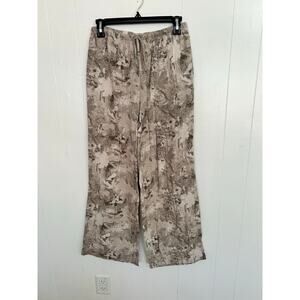 Sincerely Jules Linen Bland Camo Pants Wide Leg Size Small Excelent Condition XC